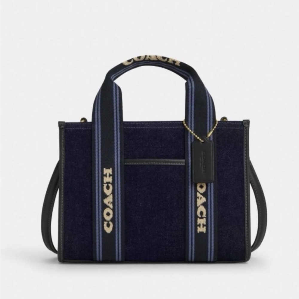 NWT Coach CCL67 Smith Tote Bag 24 Regenerative Cotton &Leather Dark Denim Multi